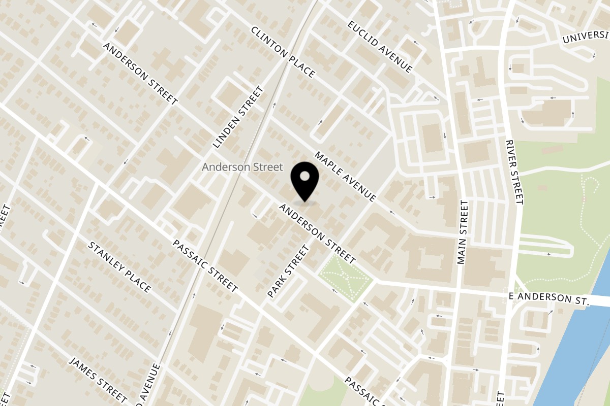 Map showing the location of Albert’s Mofongo on 86 Anderson St in Hackensack